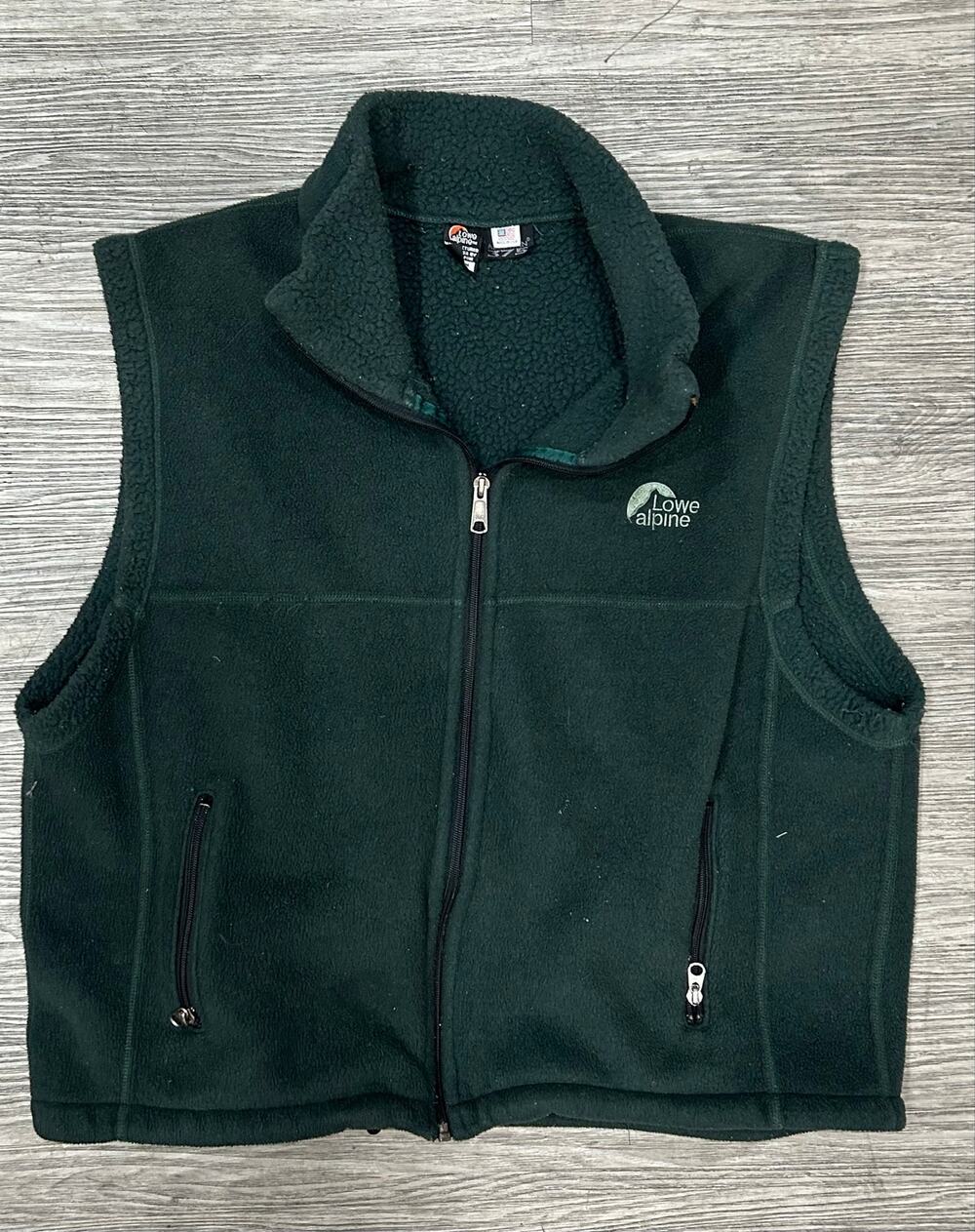 Vintage Lowe Alpine Green Fleece Vest USA Made Full Zip Gorpcore Men's Sz Medium
